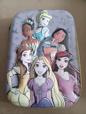 Disney Princess Hard Case Pencil Box Ariel Belle Rapunzel Zipper Case